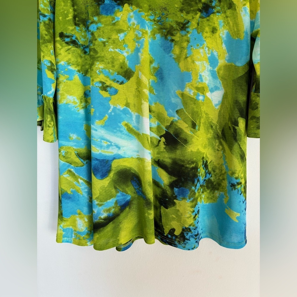 Clara Sun Woo Watercolor Tunic Top V Neck Large Boho Art to Wear - Picture 3 of 9